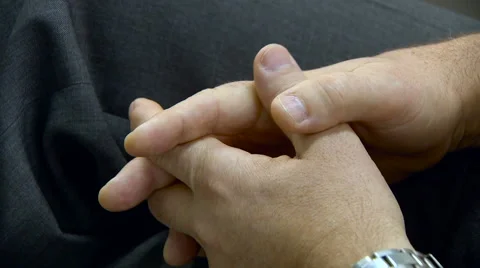 Nervously Shaking Folded Hands of Waiting Person. Close up Stock Footage 67455083