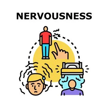 Nervousness symptoms causing stress and fear concept Illustrazione stock