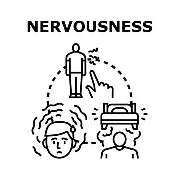 Nervousness symptoms causing stress and fear concept Stock Illustration