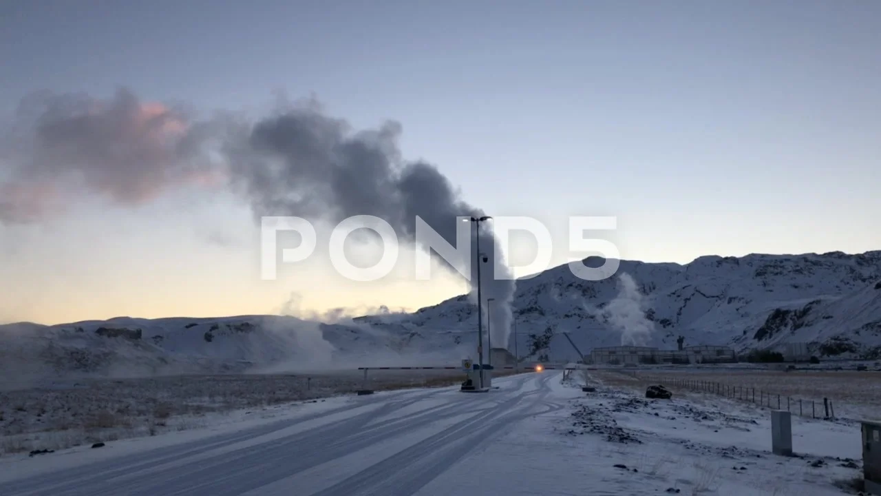 Nesjavallarvirkjun in the winter on a sn, Stock Video