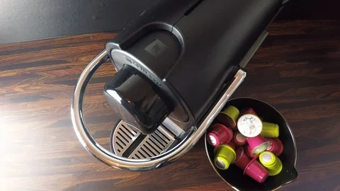 Nespresso Capsule Machine - Caspule put into machine Stock Footage 123583135