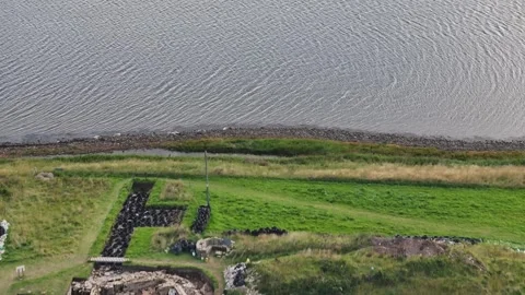 Ness of Brodgar, Awesome Drone View of Neolithic Archaeological Dig, Scotland 4K Stock-Footage 259911004