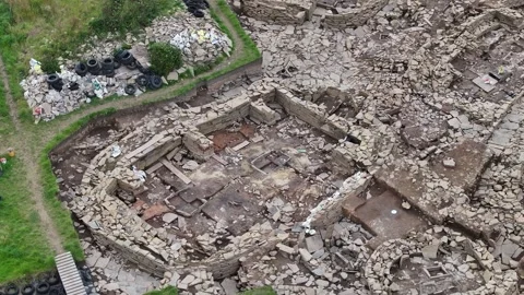Ness of Brodgar, Drone Clip of Structure 12 Revealing Full Site, Orkney 4K Stock Footage 259917107