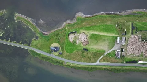 Ness of Brodgar, Gliding Overhead Drone Clip, Ancient Orkney 4K Stock Footage 259917764