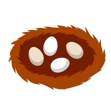 Nest and egg. Cartoon flat illustration. element of nature and forests. Stock Illustration