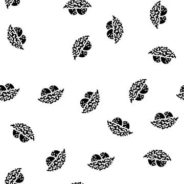 Nest with bird eggs glyph vector seamless pattern Stock Illustration