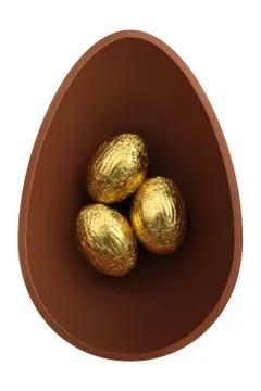 Nest of chocolate easter eggs Stock Photos