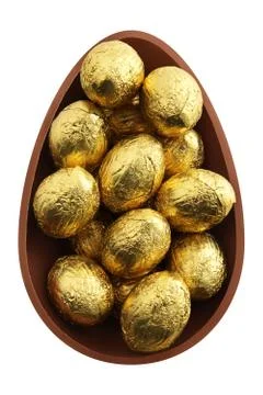 Nest of chocolate easter eggs Stock Photos