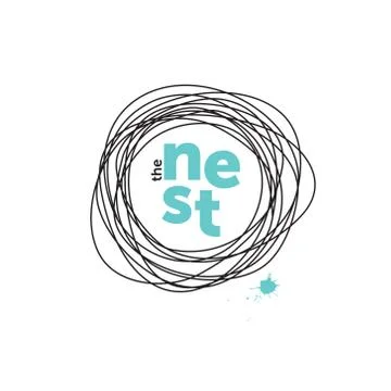 The nest creative logo. Doodling. Robin eggs Illustrazione stock