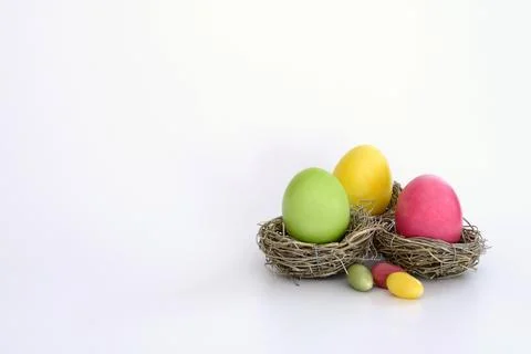 Nest of Easter Eggs Stock Photos
