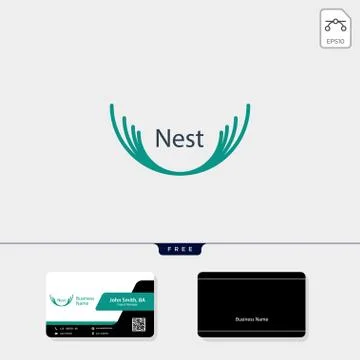 Nest logo template vector illustration, free business card design Stock Illustration