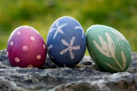 Nest of natural-colored Easter eggs Stock Photos