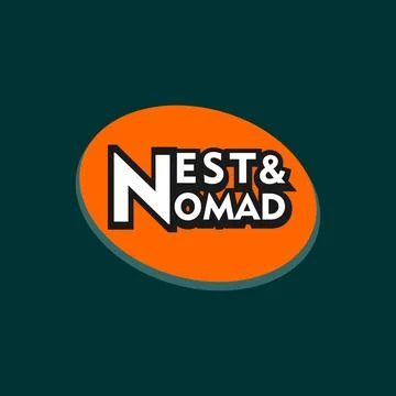Nest &amp; Nomad Logo Design Template, Orange Ellipse Design Template, Black, Whi Stock Illustration