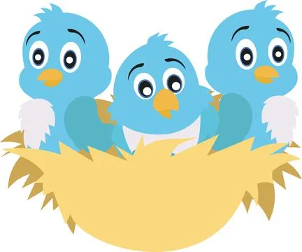 Nest with three pigeon chicks Stock Illustration