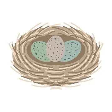 Nest with three speckled eggs, celebrating easter holiday Stock Illustration