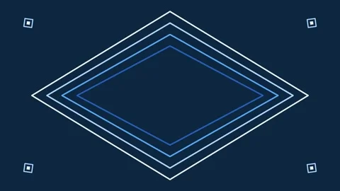 Nested diamond line frames drawing on and off with empty center Vidéo 348297201