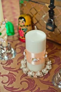 Nested dolls candle and chest. Stock Photos