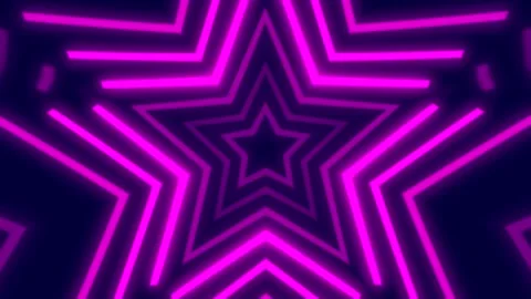 Nested glowing neon star forming a pattern on dark background 스톡 동영상 262596901