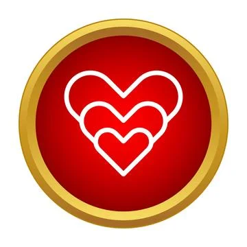 Nested heart love symbol on red button Stock Illustration