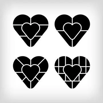 Nested Heart photo collage frames template set of 4. Stock Illustration