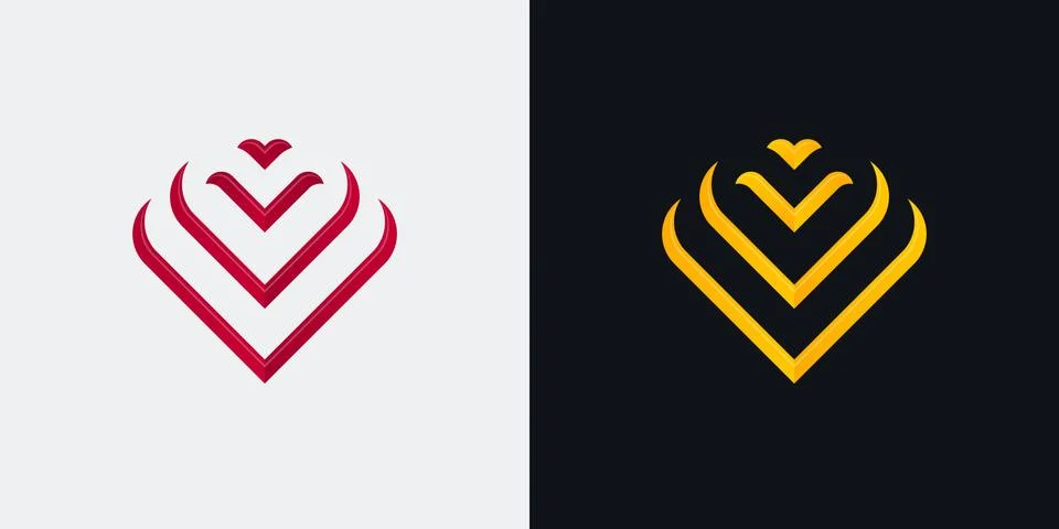 Nested Heart Shapes with Negative Space Stock Illustration