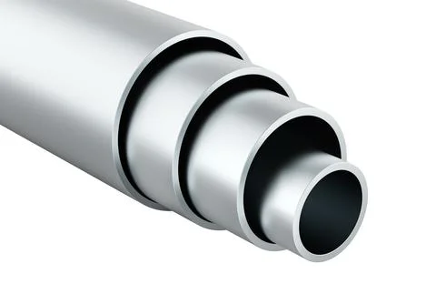 Nested metal tubes of different diameters. 3D rendering Stock Illustration