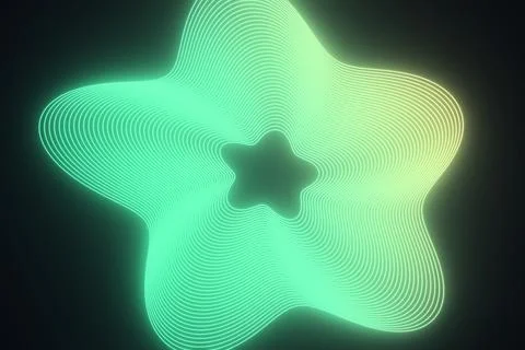 Nested mint-green and pale yellow contour lines trace an irregular star-sha.. Stock Illustration