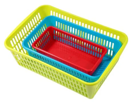 Nested in one another, different size and different colored, perforated plast Stock Photos