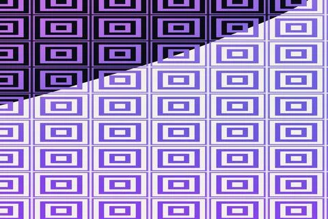 Nested rectangular motifs repeat in vibrant purple across a dark background Stock Illustration
