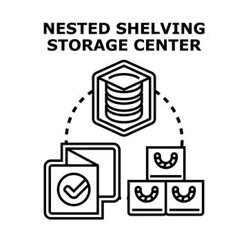 Nested shelving storage center concept vector illustration Stock Illustration