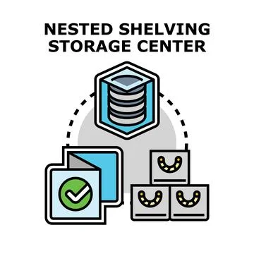 Nested shelving storage center concept vector illustration Illustrazione stock