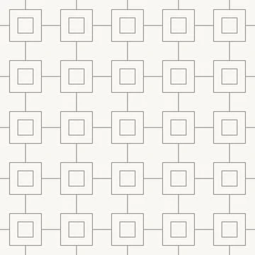 Nested square nodes in grid seamless pattern in minimal line design, geometric Stock Illustration