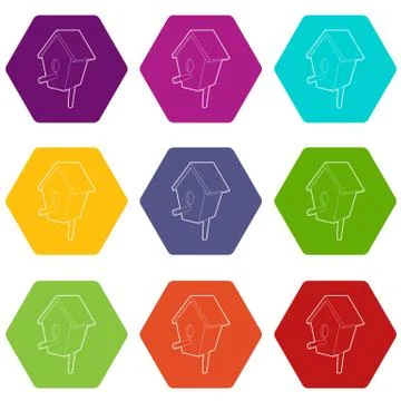 Nesting box icons set 9 Illustrazione stock