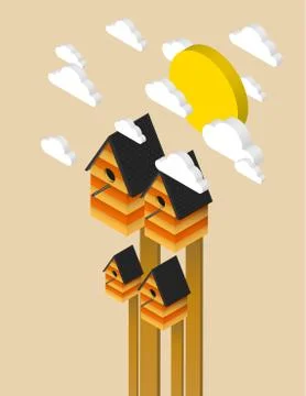 Nesting box, isometric illustration Stock Illustration