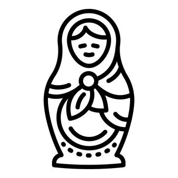 Nesting doll icon, outline style Stock Illustration