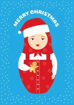 Nesting doll merry christmas Stock Illustration