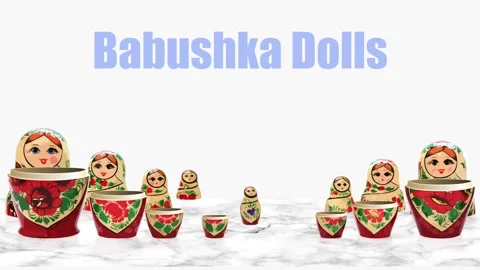 Nesting dolls animation (with "Babushka Dolls" text) Video stock 157663403