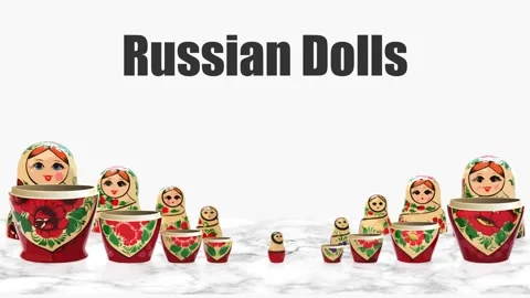 Nesting dolls animation (with "Russian Dolls" text) Video stock 157663406