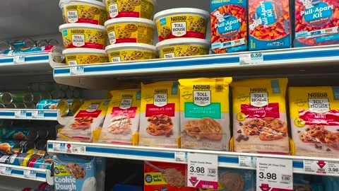 Nestle Cookie Dough -  Cooler Section of Grocery Store Video stock 248857549