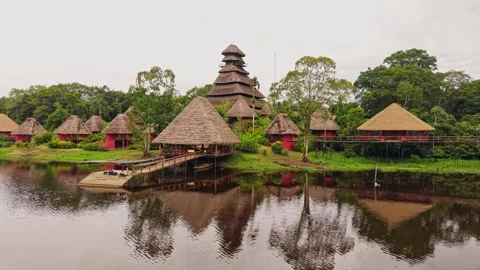 Nestled within Amazon rainforest, Yasuni National Park ecolodge blending 스톡 동영상 308424056
