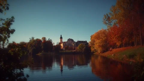 Nesvizh castle complex at sunset, a unesco world heritage site in belarus Video stock 292788311