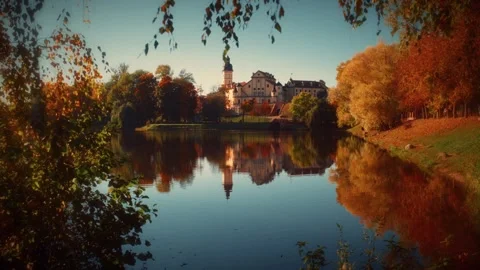 Nesvizh castle complex at sunset, a unesco world heritage site in belarus Video stock 292788642
