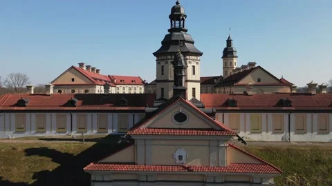 Nesvizh castle from the drone view Stockbeeldmateriaal 221142747