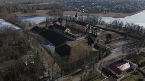 Nesvizh castle from the drone view Stockbeeldmateriaal 221232259