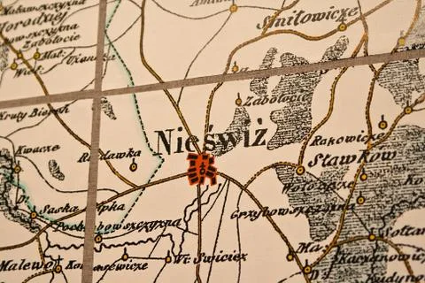 Nesvizh on the map Stock Photos
