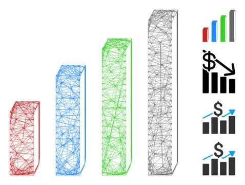 Net 3D Bar Chart Vector Mesh イラスト素材