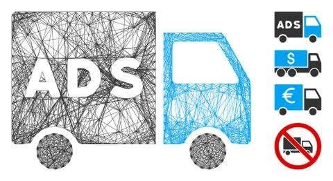Net Advertisement Van Vector Mesh 스톡 일러스트