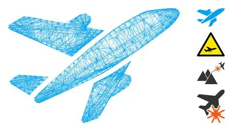 Net Aircraft Vector Mesh 스톡 일러스트