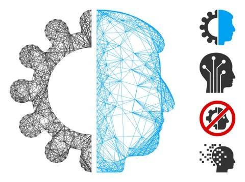 Net Android Head Vector Mesh Illustrazione stock
