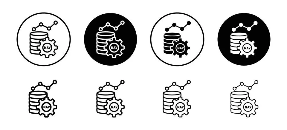 Net asset value vector icon set collection. Net asset value Outline flat Icon Stock Illustration